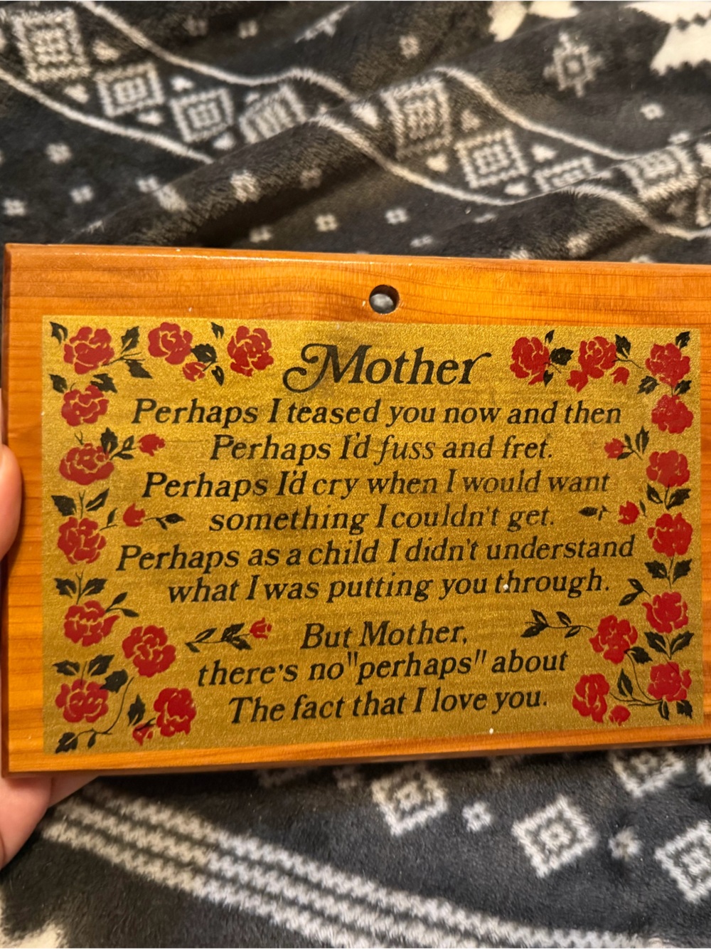 Mother Sentiment Plaque Wall Art - Red and Gold
